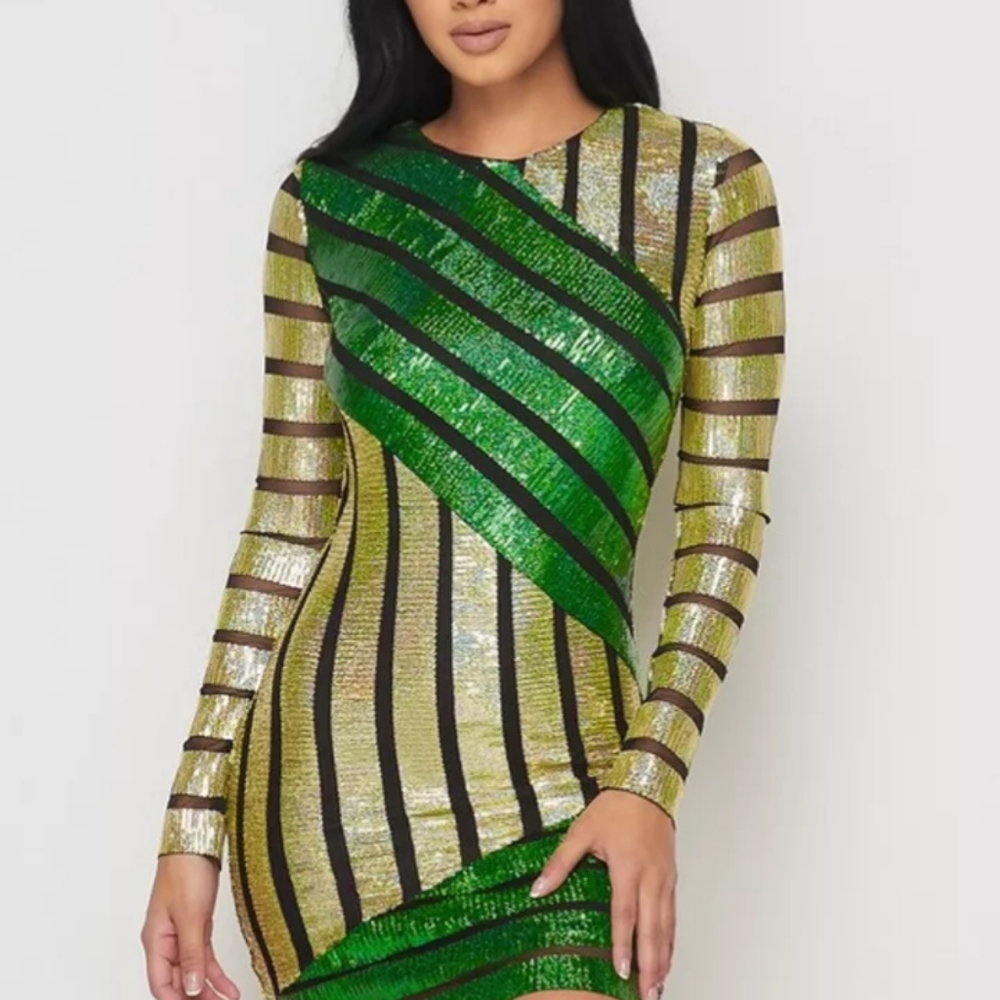 Boat neck sequin dress